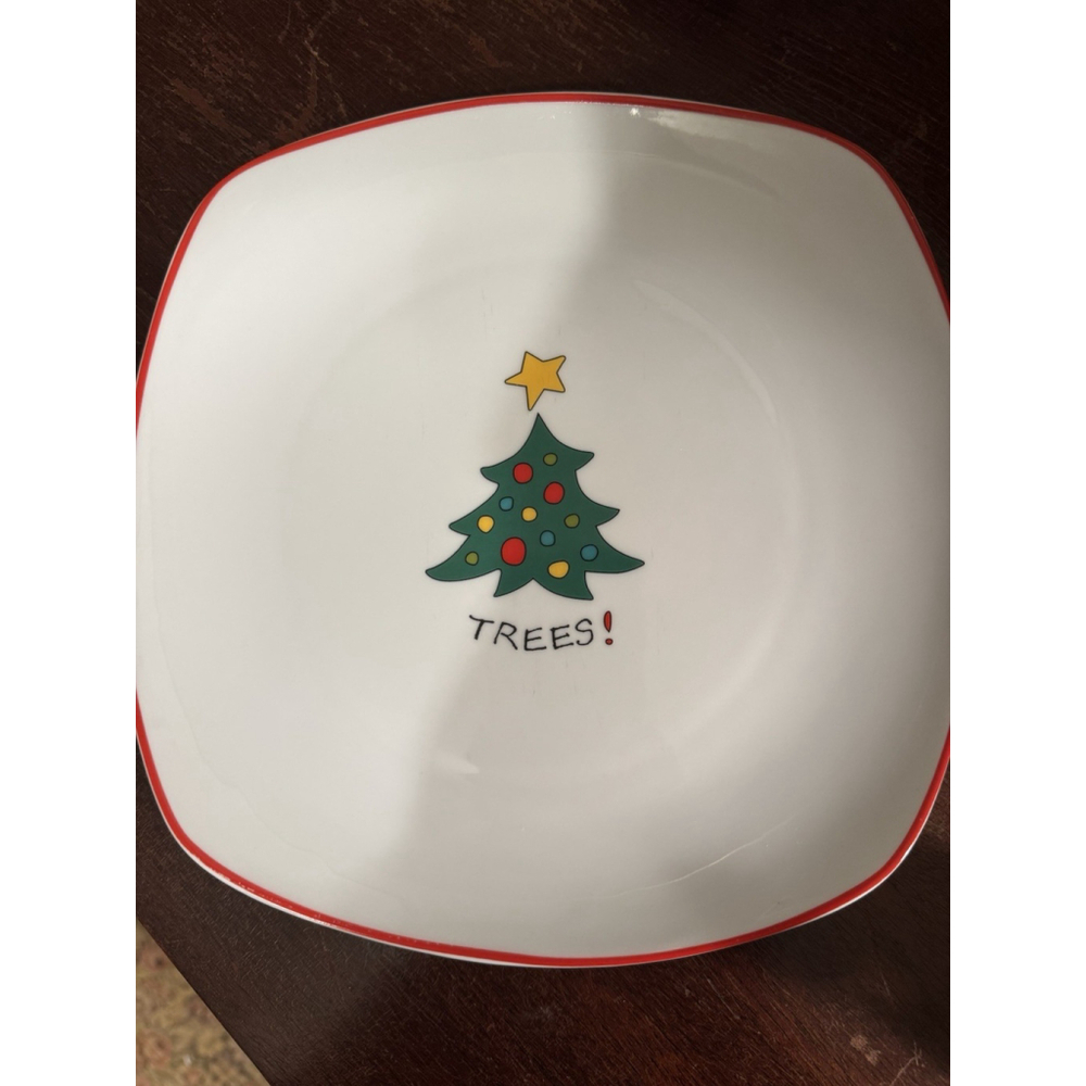 Fitz & Floyd Happy Holidays Christmas Party Snack Plates Set Of 4